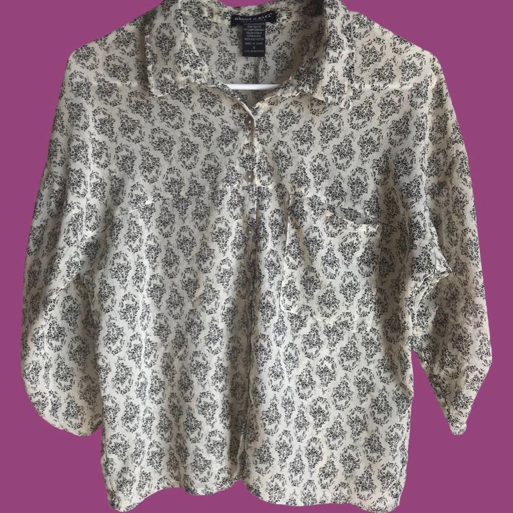 Sheer patterned prairie button down. Very soft and cute!